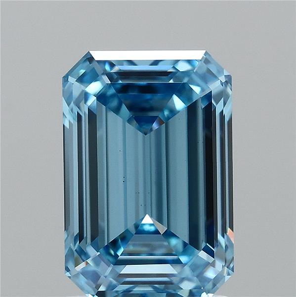 2.03 Carat Emerald Lab Grown Diamond, Fancy Vivid Blue Color, VS1 Clarity