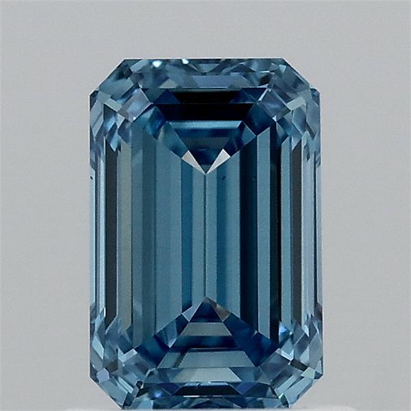 1.11 Carat Emerald Lab Grown Diamond, Fancy Vivid Blue Color, VS1 Clarity