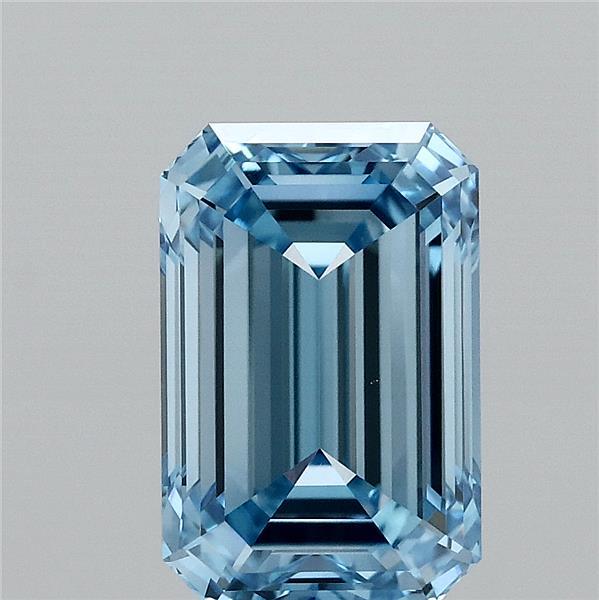 2.51 Carat Emerald Lab Grown Diamond, Fancy Vivid Blue Color, VVS2 Clarity