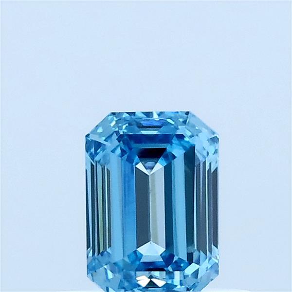 0.56 Carat Emerald Lab Grown Diamond, Fancy Vivid Blue Color, VVS2 Clarity