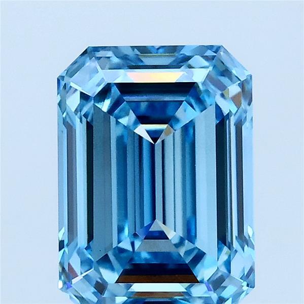 2.08 Carat Emerald Lab Grown Diamond, Fancy Vivid Blue Color, VS2 Clarity