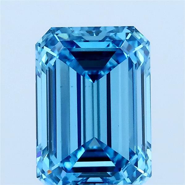 2.00 Carat Emerald Lab Grown Diamond, Fancy Vivid Blue Color, VS1 Clarity