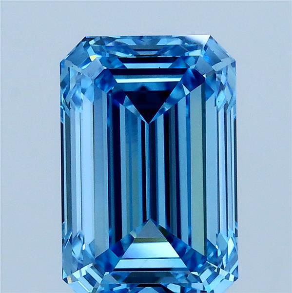 2.52 Carat Emerald Lab Grown Diamond, Fancy Vivid Blue Color, VS2 Clarity
