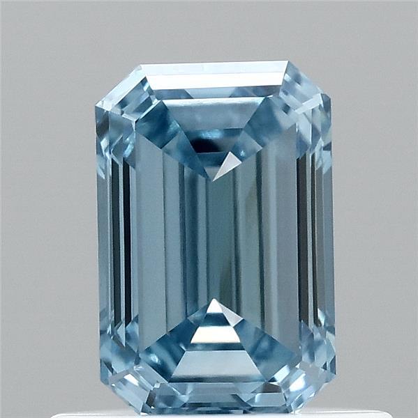 0.71 Carat Emerald Lab Grown Diamond, Fancy Vivid Blue Color, VVS1 Clarity