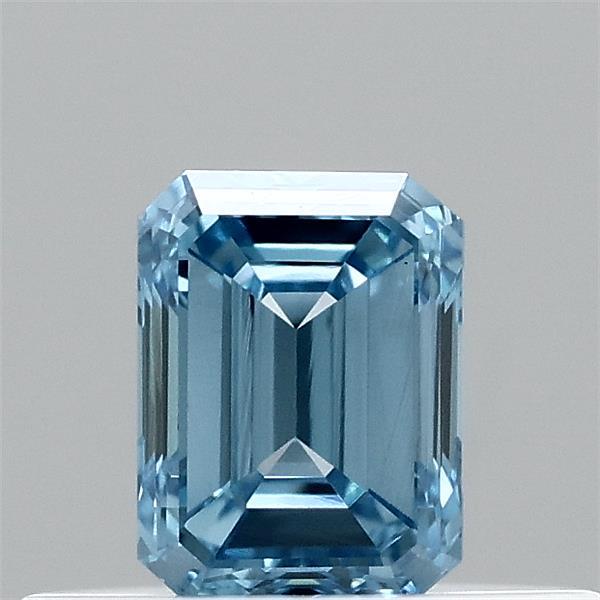 0.32 Carat Emerald Lab Grown Diamond, Fancy Vivid Blue Color, VS1 Clarity