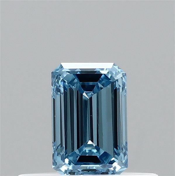 0.32 Carat Emerald Lab Grown Diamond, Fancy Vivid Blue Color, VVS1 Clarity