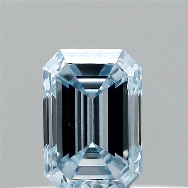 0.31 Carat Emerald Lab Grown Diamond, Fancy Intense Blue Color, VVS2 Clarity