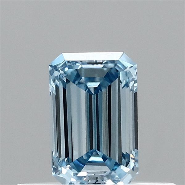 0.31 Carat Emerald Lab Grown Diamond, Fancy Vivid Blue Color, VVS1 Clarity