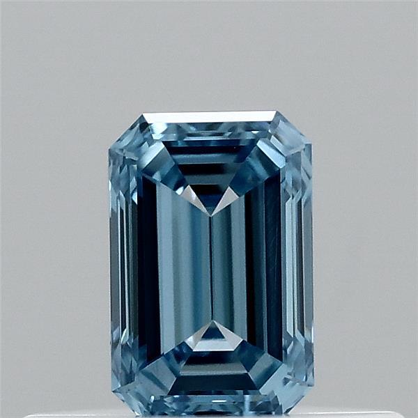 0.31 Carat Emerald Lab Grown Diamond, Fancy Vivid Blue Color, VVS1 Clarity