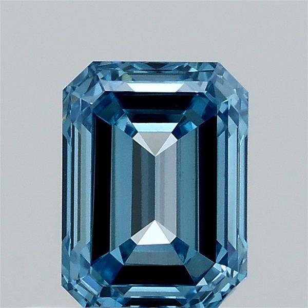 0.73 Carat Emerald Lab Grown Diamond, Fancy Vivid Blue Color, VVS2 Clarity
