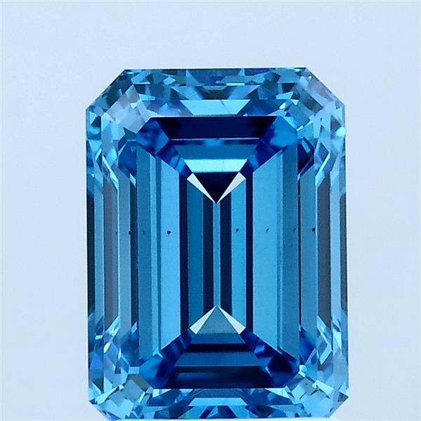 2.00 Carat Emerald Lab Grown Diamond, Fancy Vivid Blue Color, VS2 Clarity