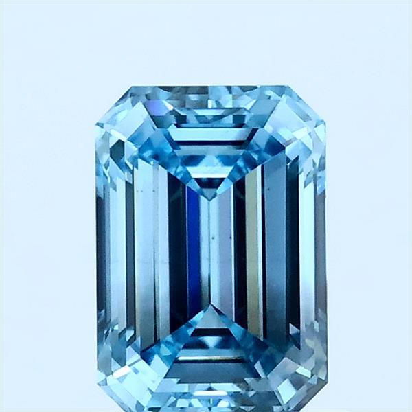 1.06 Carat Emerald Lab Grown Diamond, Fancy Vivid Blue Color, VS2 Clarity