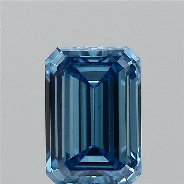 1.01 Carat Emerald Lab Grown Diamond, Fancy Vivid Blue Color, VS1 Clarity