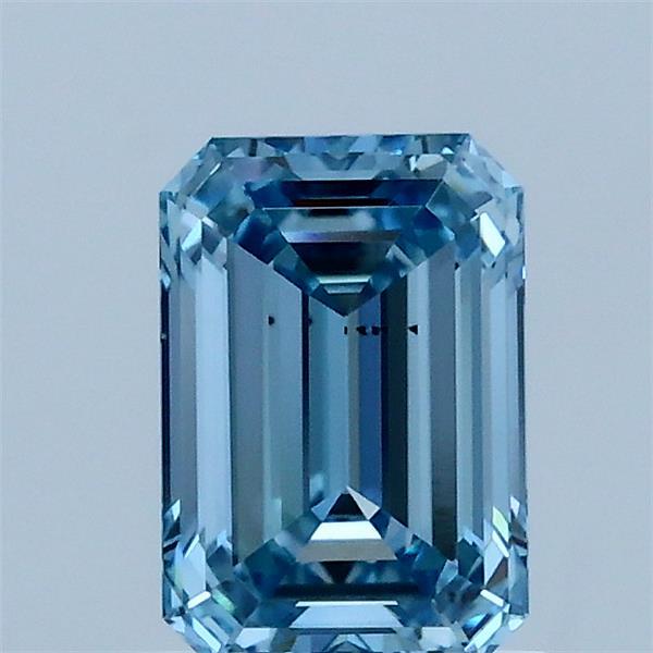 1.02 Carat Emerald Lab Grown Diamond, Fancy Vivid Blue Color, VS2 Clarity