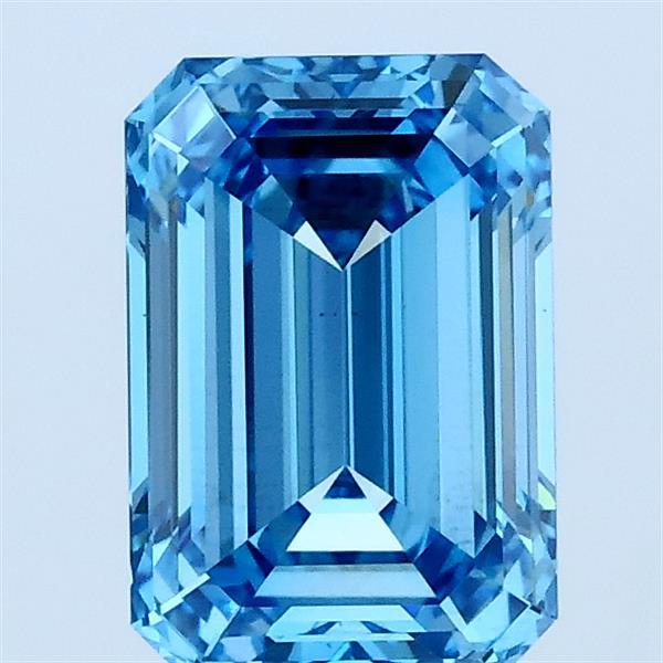 1.52 Carat Emerald Lab Grown Diamond, Fancy Vivid Blue Color, VS1 Clarity