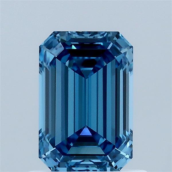 1.03 Carat Emerald Lab Grown Diamond, Fancy Vivid Blue Color, VS1 Clarity