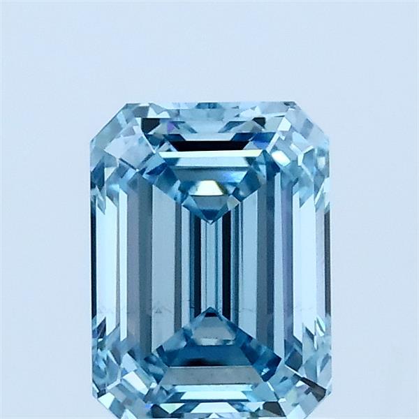 1.06 Carat Emerald Lab Grown Diamond, Fancy Vivid Blue Color, VS2 Clarity