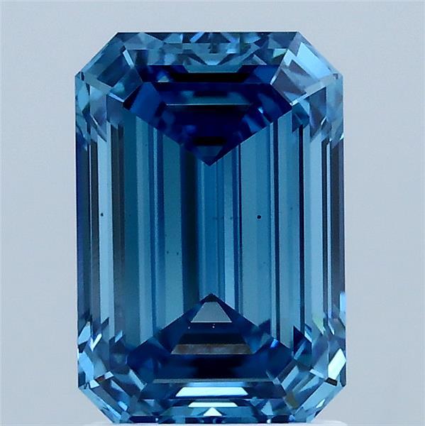 2.05 Carat Emerald Lab Grown Diamond, Fancy Vivid Blue Color, VS1 Clarity