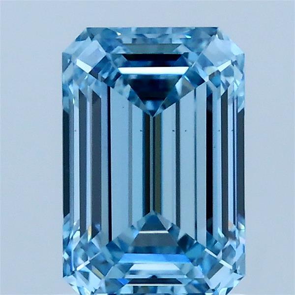 1.43 Carat Emerald Lab Grown Diamond, Fancy Vivid Blue Color, VS1 Clarity