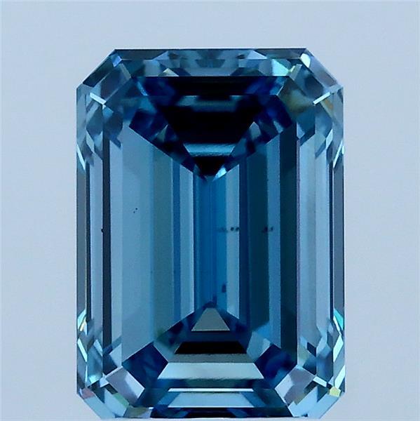 2.26 Carat Emerald Lab Grown Diamond, Fancy Vivid Blue Color, VS2 Clarity