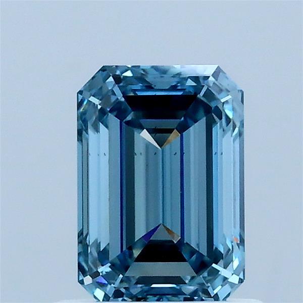 1.01 Carat Emerald Lab Grown Diamond, Fancy Vivid Blue Color, VS1 Clarity