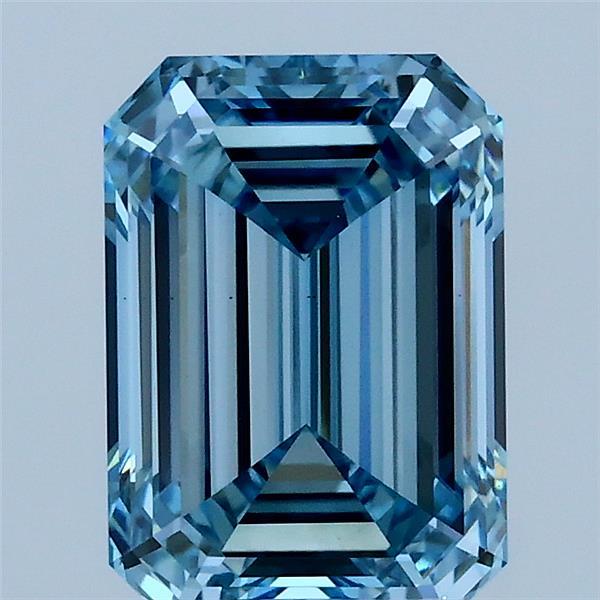 2.22 Carat Emerald Lab Grown Diamond, Fancy Vivid Blue Color, VS1 Clarity