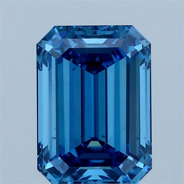 1.50 Carat Emerald Lab Grown Diamond, Fancy Vivid Blue Color, VS2 Clarity