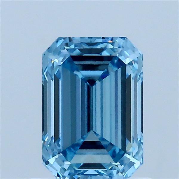 1.05 Carat Emerald Lab Grown Diamond, Fancy Vivid Blue Color, VS1 Clarity