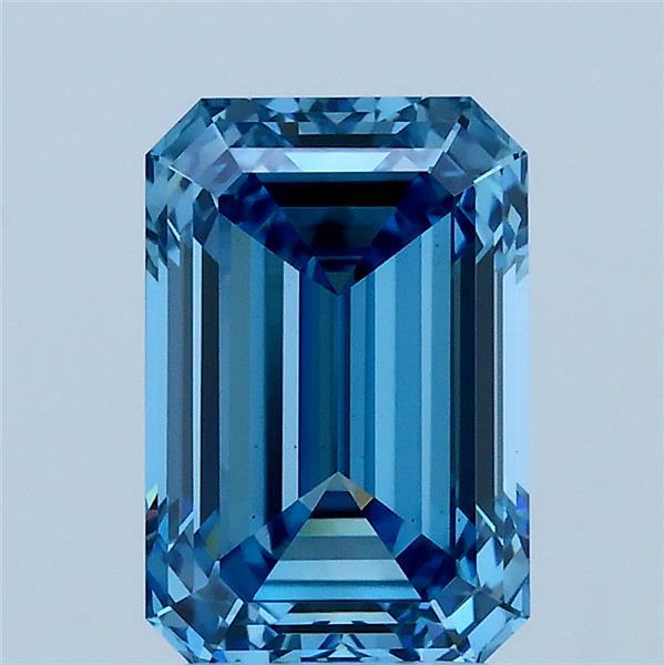 2.12 Carat Emerald Lab Grown Diamond, Fancy Vivid Blue Color, VS1 Clarity