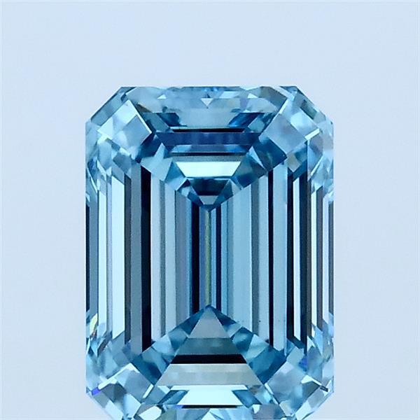 1.43 Carat Emerald Lab Grown Diamond, Fancy Vivid Blue Color, VS1 Clarity