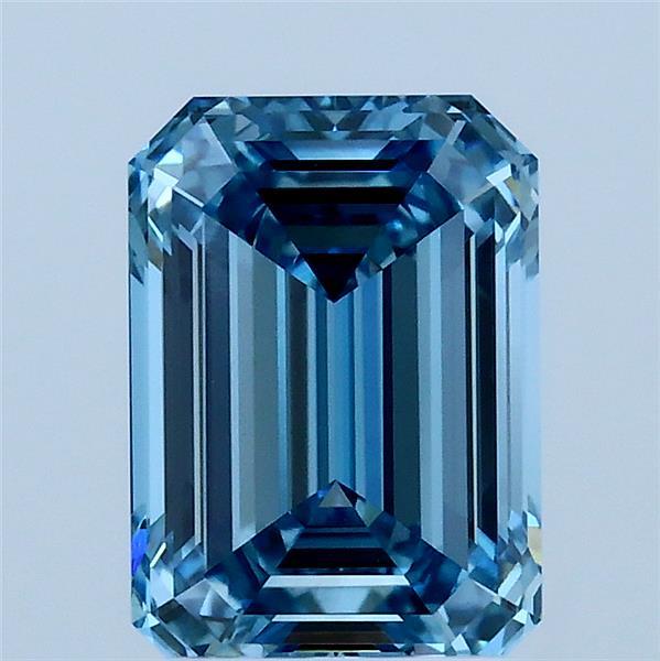 2.00 Carat Emerald Lab Grown Diamond, Fancy Vivid Blue Color, VS1 Clarity