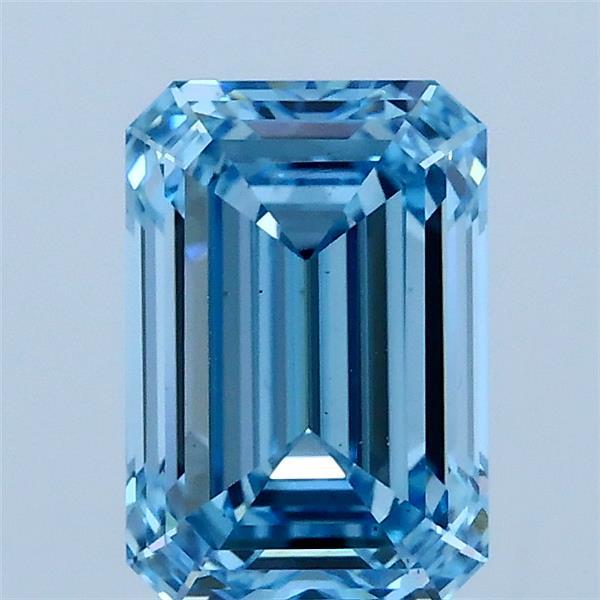 1.59 Carat Emerald Lab Grown Diamond, Fancy Vivid Blue Color, VS2 Clarity