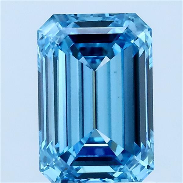 1.57 Carat Emerald Lab Grown Diamond, Fancy Vivid Blue Color, VS1 Clarity