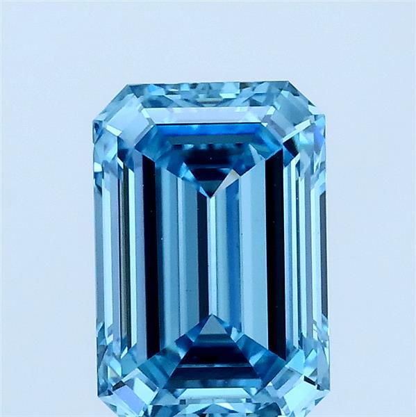 1.58 Carat Emerald Lab Grown Diamond, Fancy Vivid Blue Color, VS1 Clarity
