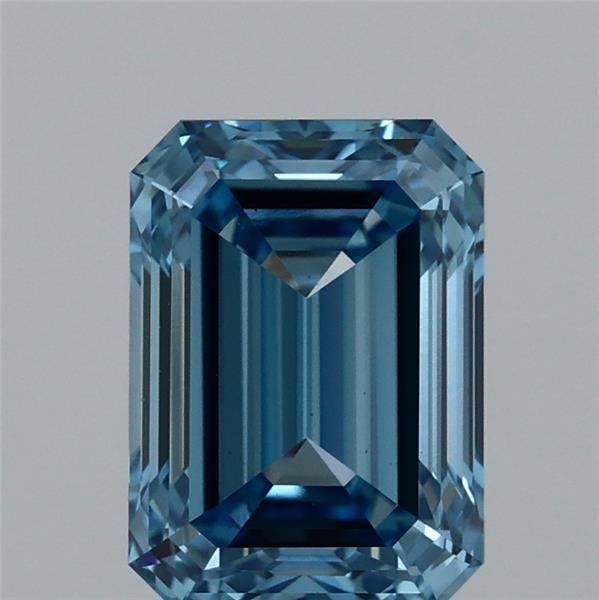 2.05 Carat Emerald Lab Grown Diamond, Fancy Vivid Blue Color, VS1 Clarity