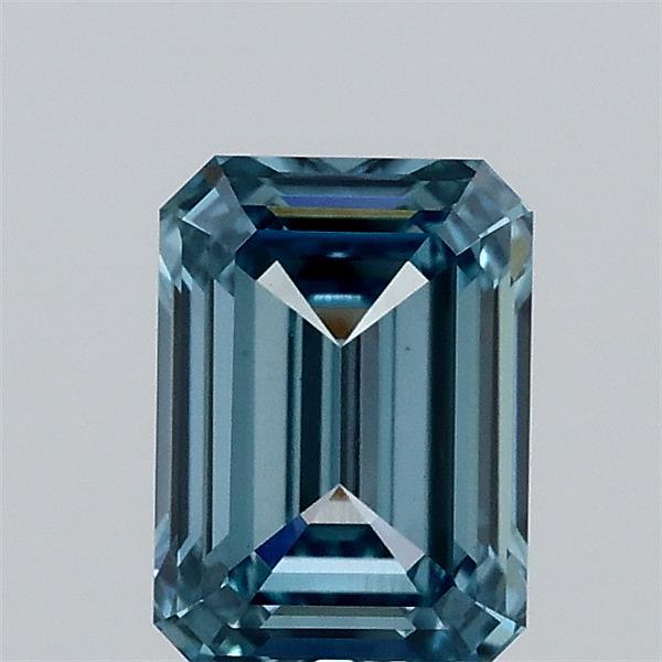 1.00 Carat Emerald Lab Grown Diamond, Fancy Vivid Blue Color, VS1 Clarity