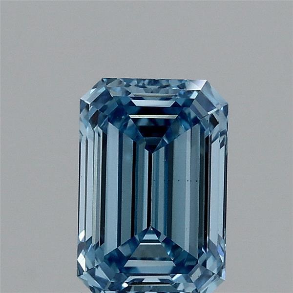 0.97 Carat Emerald Lab Grown Diamond, Fancy Vivid Blue Color, VS1 Clarity
