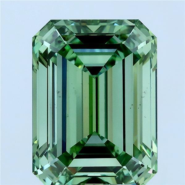 5.02 Carat Emerald Lab Grown Diamond, Fancy Vivid Green Color, VS2 Clarity