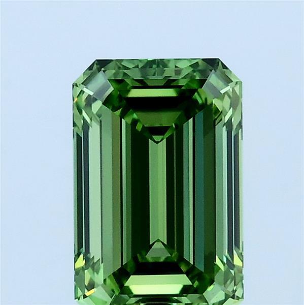 1.52 Carat Emerald Lab Grown Diamond, Fancy Vivid Green Color, VS1 Clarity