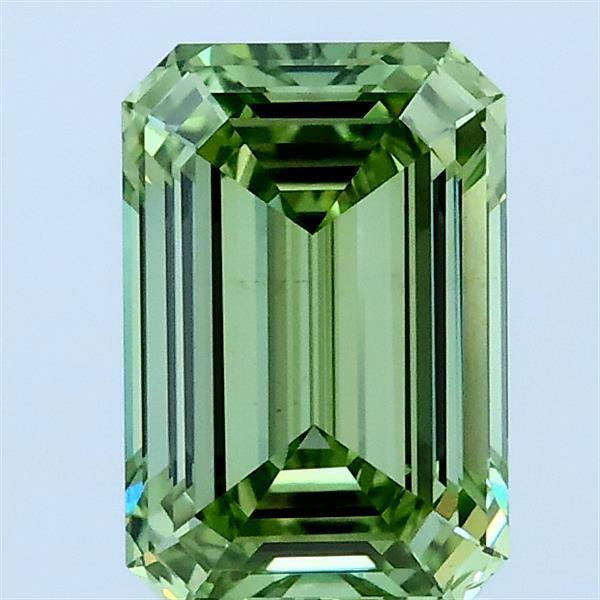 1.53 Carat Emerald Lab Grown Diamond, Fancy Vivid Green Color, VS1 Clarity