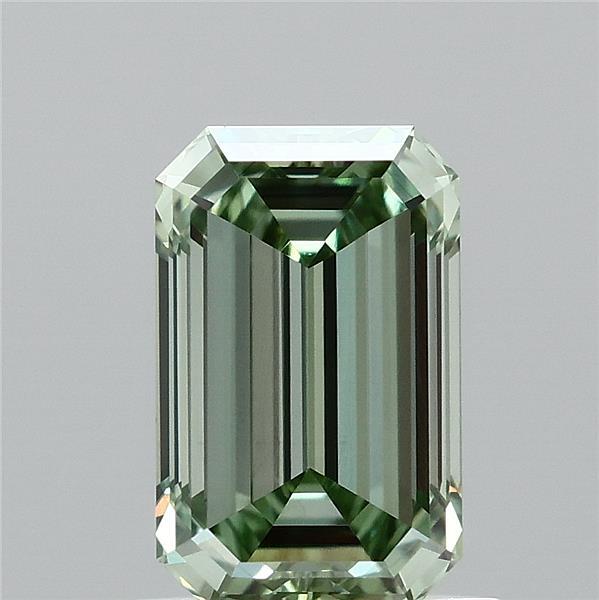 1.00 Carat Emerald Lab Grown Diamond, Fancy Vivid Green Color, VVS2 Clarity