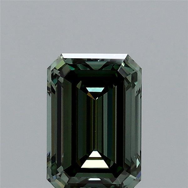1.01 Carat Emerald Lab Grown Diamond, Fancy Vivid Green Color, VVS2 Clarity