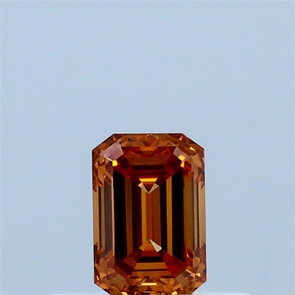 0.35 Carat Emerald Lab Grown Diamond, Fancy Vivid Orange Color, VS1 Clarity