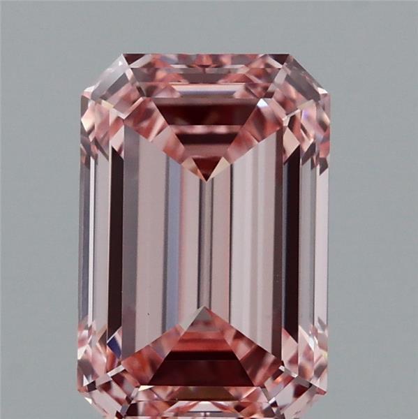 1.51 Carat Emerald Lab Grown Diamond, Fancy Intense Pink Color, VVS2 Clarity
