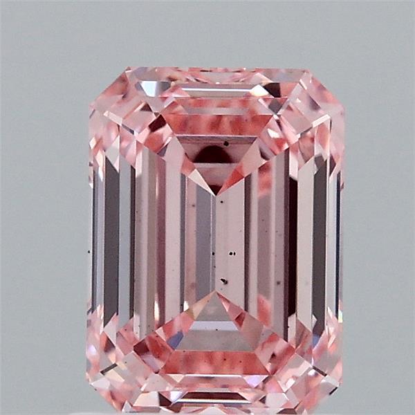1.53 Carat Emerald Lab Grown Diamond, Fancy Intense Pink Color, VS2 Clarity