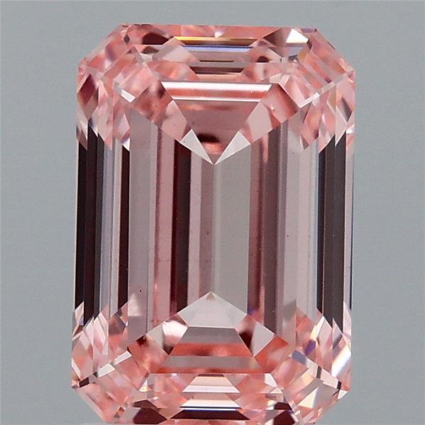 2.50 Carat Emerald Lab Grown Diamond, Fancy Vivid Pink Color, VS1 Clarity