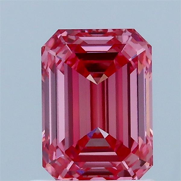 1.31 Carat Emerald Lab Grown Diamond, Fancy Vivid Pink Color, VVS1 Clarity