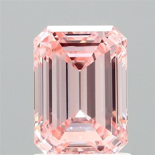 1.58 Carat Emerald Lab Grown Diamond, Fancy Intense Pink Color, VS1 Clarity