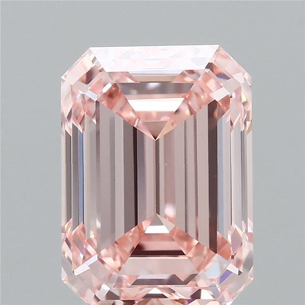 2.01 Carat Emerald Lab Grown Diamond, Fancy Intense Pink Color, VS1 Clarity