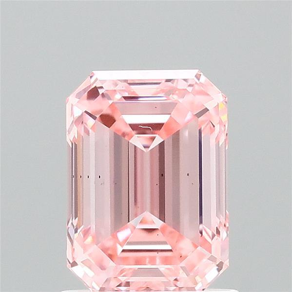 1.35 Carat Emerald Lab Grown Diamond, Fancy Vivid Pink Color, VS2 Clarity